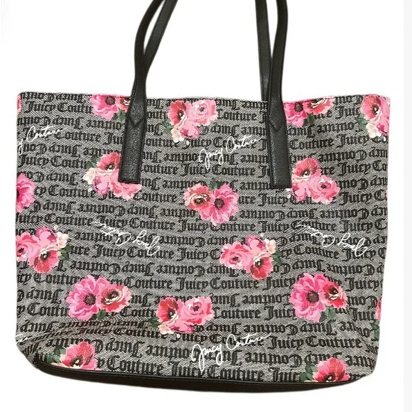 Juicy Couture Black and Pink Floral Totes - Picture 2 of 7
